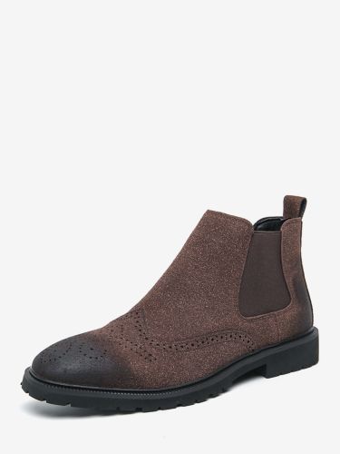 Bottines Chelsea à enfiler bout rond en cuir antidérapantes à talons bas respirantes - milanoo.com - Modalova