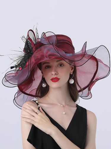 Chapeau d\'église en organza pour femme chapeau bibi à fleurs en maille - milanoo.com - Modalova