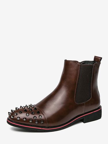 Bottes Chelseas bout rond riveté antidérapantes imperméables à enfiler bottes courtes portables - milanoo.com - Modalova