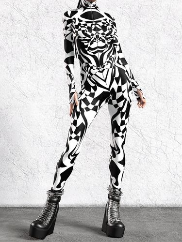 Combinaison zentai à motifs combinaison moulante à imprimé zèbre et blanc pour femme motif animal imprimé en 3D - milanoo.com - Modalova