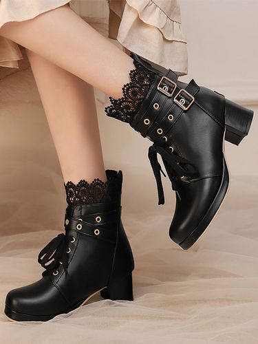 Bottes Sweet Lolita à nœuds bout rond chaussures Lolita en cuir PU - milanoo.com - Modalova