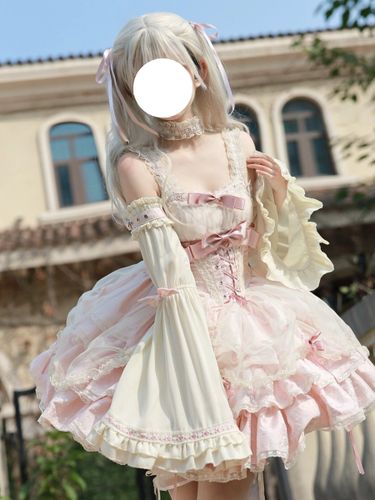 Robe Sweet Ballet Lolita à manches amovibles et lacets avec ras-de-cou - milanoo.com - Modalova