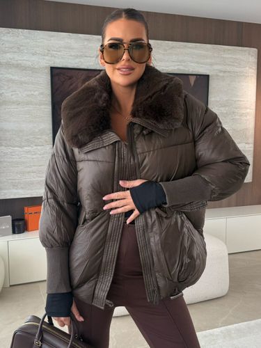 Veste matelassée en coton avec col en fausse fourrure manteau d'hiver chaud 2026 - milanoo.com - Modalova