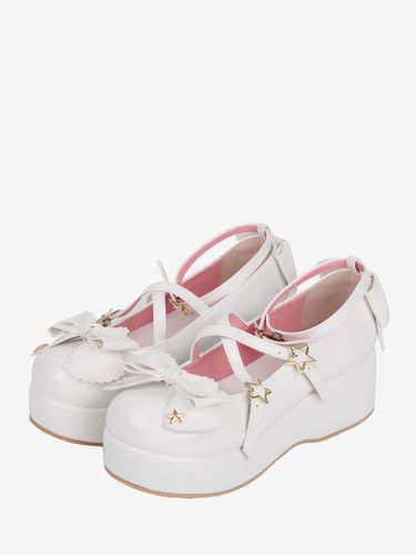 Escarpins Lolita Sweet Lolita à talons compensés en cuir PU avec nœuds - milanoo.com - Modalova