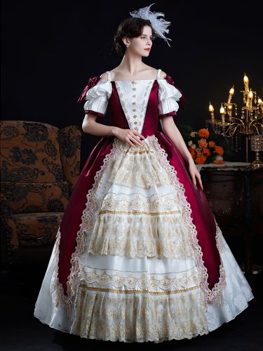 Robe baroque vintage robe en dentelle à manches courtes - milanoo.com - Modalova