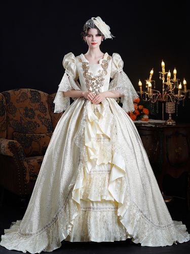 Robe de bal rococo style vintage en dentelle à volants et manches courtes - milanoo.com - Modalova