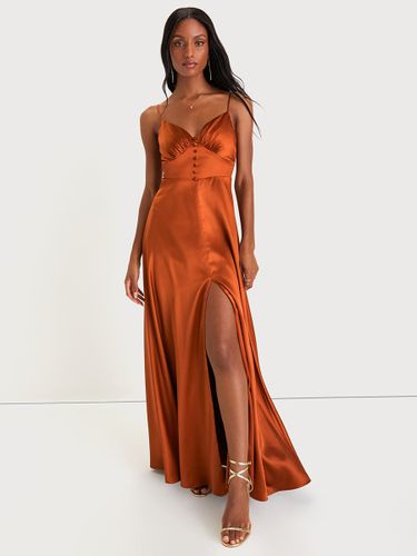 Robe de demoiselle d\'honneur bretelles Spaghetti dos ouvert fente haute robes de bal de promo trapèze - milanoo.com - Modalova