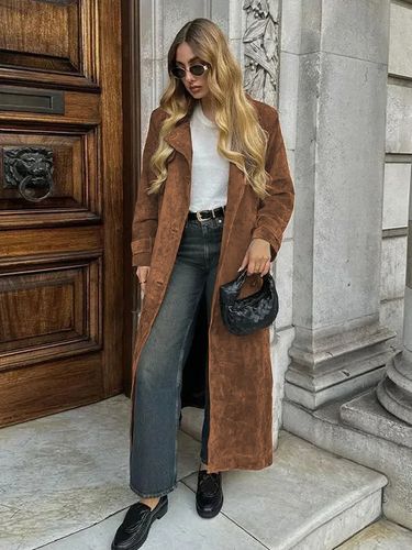 Trench-coat à double boutonnage style Old Money revers classique manches longues surdimensionné printemps vêtements d\'extérieur longs 2026 - milanoo.com - Modalova