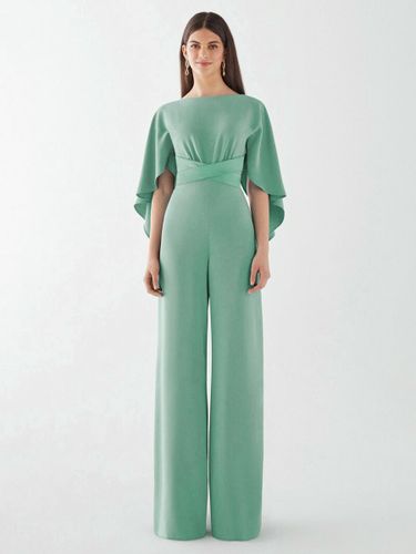 Robe de soirée en crêpe extensible combinaison à col bijou longueur au sol ceinture robes de dîner formelles - milanoo.com - Modalova
