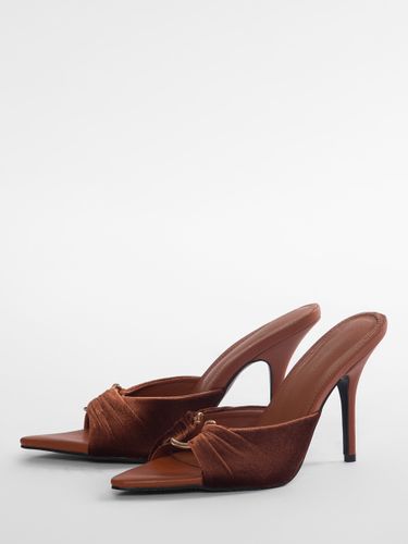 Mules à talons hautss chaussures mules à talons aiguilles froncées à bout ouvert - milanoo.com - Modalova