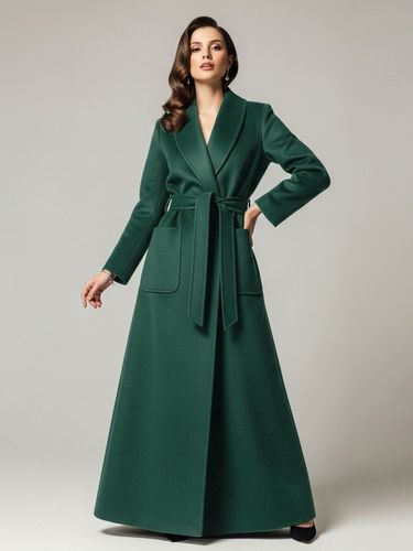 Manteau long maxi en laine ceinturé avec large col châle 2026 - milanoo.com - Modalova