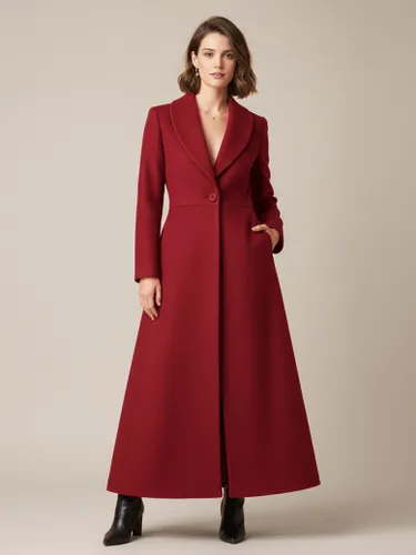 Manteau long en laine à col châle coupe trapèze et col en V 2026 - milanoo.com - Modalova