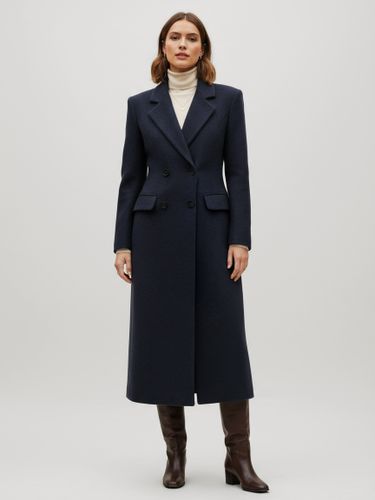Manteau long croisé en laine avec revers cranté et poches à rabat 2026 - milanoo.com - Modalova