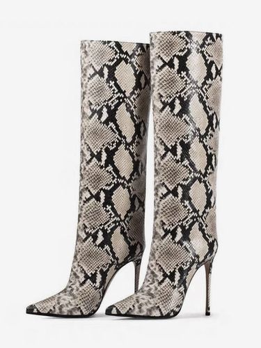 Bottes hautess motif serpent bout pointu bottes à talons hauts - milanoo.com - Modalova