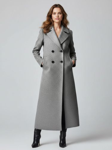 Manteau long croisé en laine coupe droite sophistiquée collection 2026 - milanoo.com - Modalova
