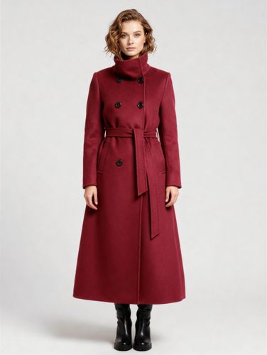 Manteau long en laine ceinturé à double boutonnage et col montant 2026 - milanoo.com - Modalova