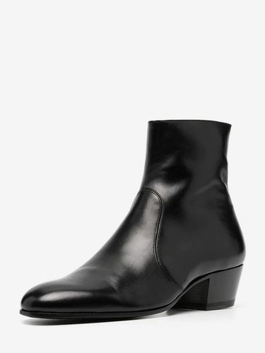 Bottines Chelsea en cuir de vachette bout pointu talon épais - milanoo.com - Modalova