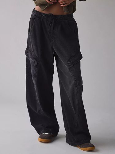 Jean cargo ample - Pantalon large délavé style rétro Y2K taille basse avec cordon de serrage - Collection printemps streetwear 2026 - milanoo.com - Modalova