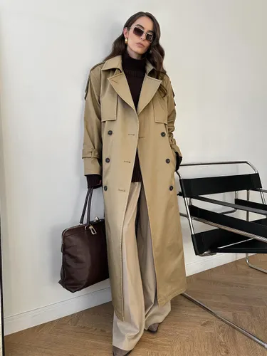 Trench-coat croisé - Manteau long classique ceinturé - Vêtement d'extérieur chic et printanier pour le bureau et le dîner (collection printemps 2 - milanoo.com - Modalova