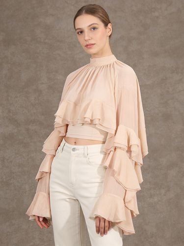 Chemisier victorien à volants - Top transparent Fairycore à col montant et manches évasées étagées - Idéal pour une soirée romantique printani - milanoo.com - Modalova