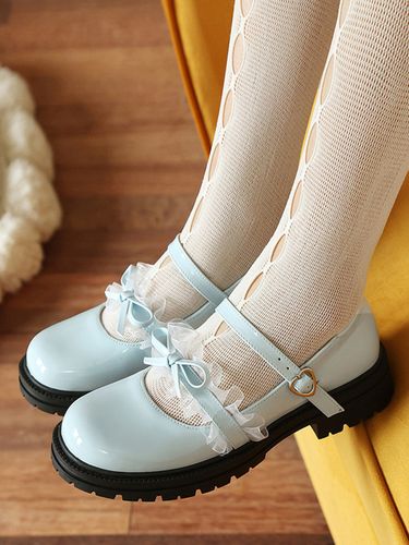 Escarpins plats Lolita en cuir PU bout rond lacets et nœuds - milanoo.com - Modalova
