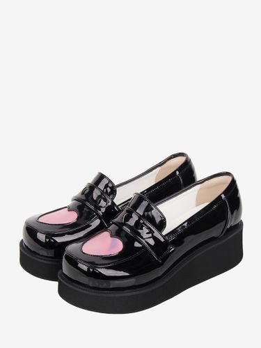 Escarpins Lolita à plateforme bout rond et décolleté cœur en cuir PU ravissantes chaussures Lolita - milanoo.com - Modalova