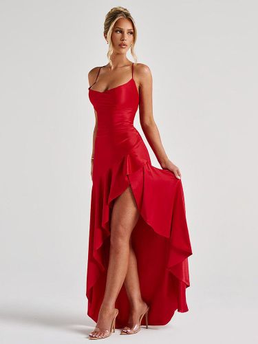 Robe longue bustier en satin fendue jusqu'à la cuisse style audacieux et formel - milanoo.com - Modalova