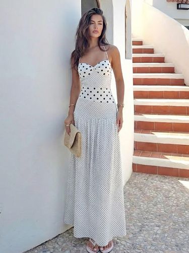 Robe longue maxi sans manches à bretelles et décolleté sexy robe blanche - milanoo.com - Modalova