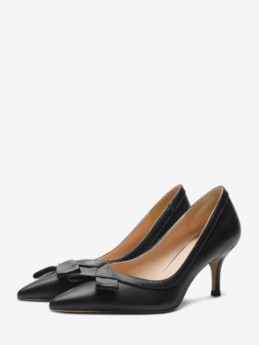 Escarpins à petits talons bout pointu noir nœud à enfilers - milanoo.com - Modalova
