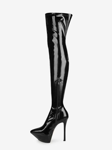 Bottes sexy à plateforme bout pointu et talons hauts montantes - milanoo.com - Modalova