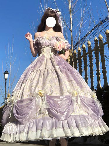 Robe Lolita Fée Violette à épaules dénudées et volants spaghetti style Sweet Lolita Tea Party - milanoo.com - Modalova