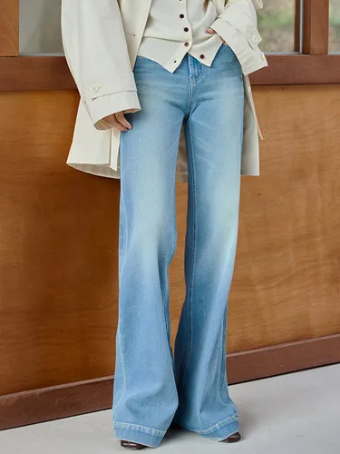 Jeanss bas modernes jeans élégants taille haute en denim - milanoo.com - Modalova