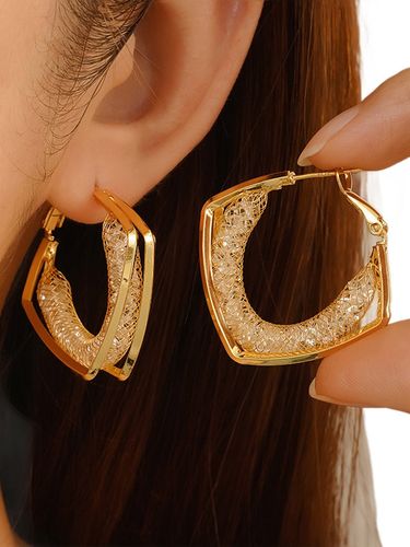 Boucles d'oreilles argentées pour adulte style géométrique européen décontracté. Bijou de tous les jours - milanoo.com - Modalova