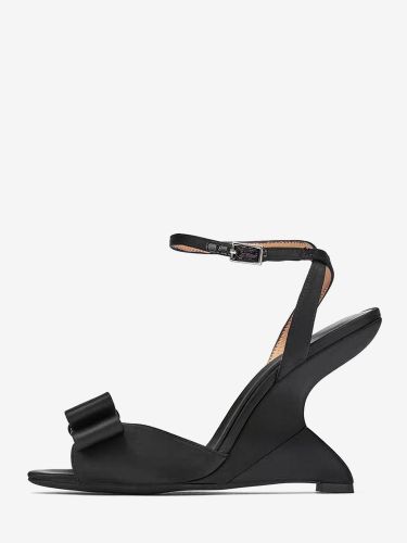 Sandales compensées en satin s bout ouvert ornées d'un nœud - milanoo.com - Modalova