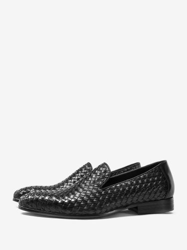 Mocassins noirss bout rond en cuir de vachette chaussures habillées à enfiler - milanoo.com - Modalova