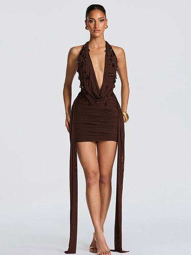 Robe de soirée mini à col V lacé sans manches dos nu robe sexy semi-formelle - milanoo.com - Modalova
