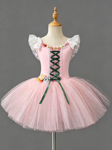 Costume de danse classique robe de ballerine rose en dentelle à bandage pour fille en polyester tenue de spectacle - milanoo.com - Modalova