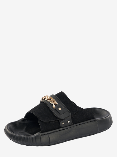 Sandaless mules à bout ouvert détail chaîne talon compensé - milanoo.com - Modalova