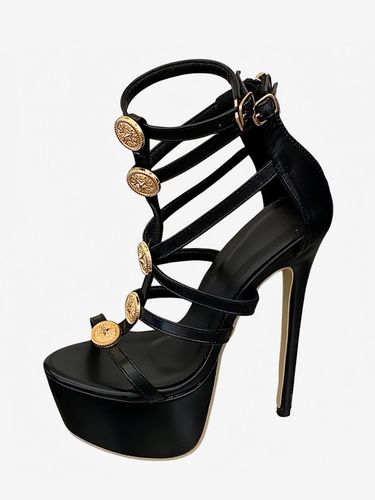 Sandales sexy à plateforme bout ouvert détails métalliques talons hauts et brides - milanoo.com - Modalova