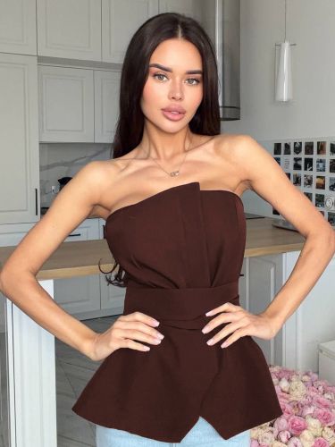 Débardeur marron sans bretelles - milanoo.com - Modalova