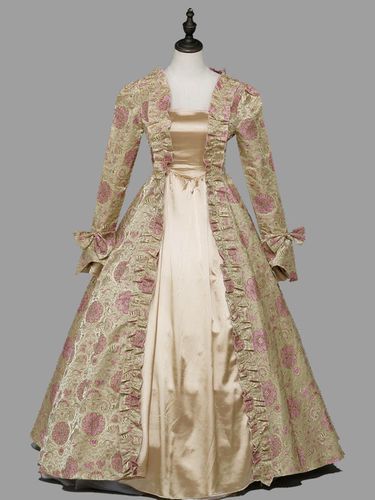 Costumes rétro s imprimé floral volants arcs Costume Marie Antoinette robe tunique en Polyester Costume rétro du XVIIIe siècle - milanoo.com - Modalova