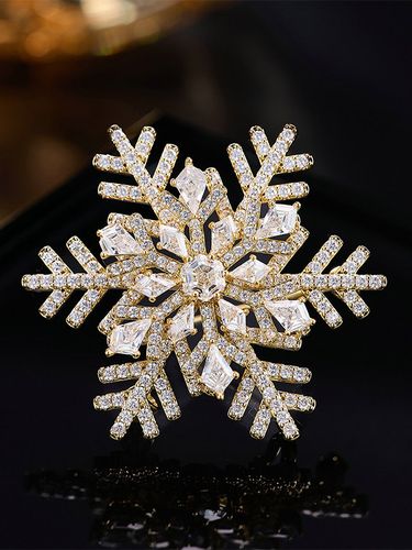 Broche flocon de neige en zircon cubique bicolore épingle de revers d'hiver - milanoo.com - Modalova