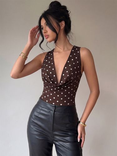 Body sans manches à pois et col en V haut sexy en polyester - milanoo.com - Modalova