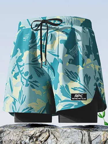 Maillot de bain caleçon boxer double couche à séchage rapide short de bain anti-embarras pour adultes - milanoo.com - Modalova