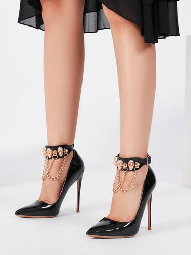 Sandales à talons hauts noires à bout pointu et bride cheville en métal - milanoo.com - Modalova
