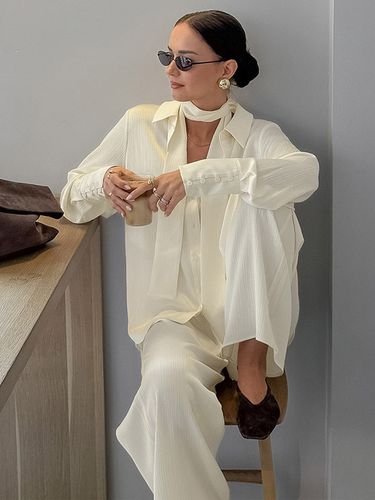Ensemble 2 pièces : chemise à col et pantalon large style décontracté - milanoo.com - Modalova