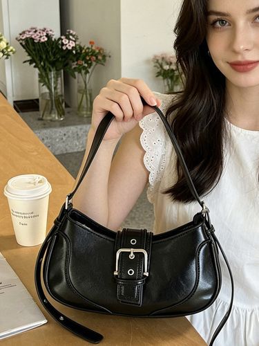 Sac bandoulière vintage en similicuir souple avec boucle en métal et forme de croissant - milanoo.com - Modalova