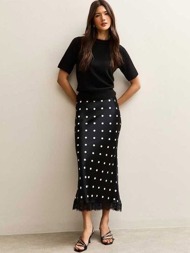 Jupe crayon élégante pour soirée formelle taille haute et coupe ajustée en satin à pois - milanoo.com - Modalova