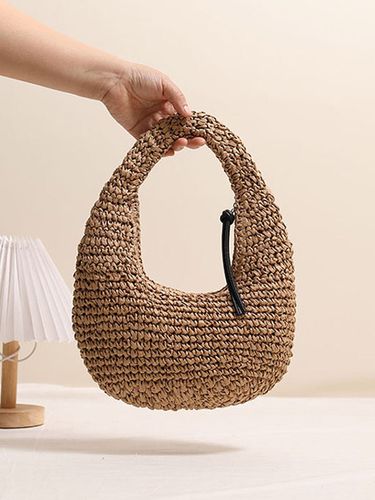 Mini sac bandoulière en raphia et paille style croissant tissé ajouré sac hobo sac à main d'été pour la plage - milanoo.com - Modalova