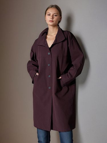 Trench-coat mi-long ample à col montant manches longues et bouton unique style décontracté - milanoo.com - Modalova